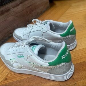 Reebok White Sneakers with Green Heel Detail